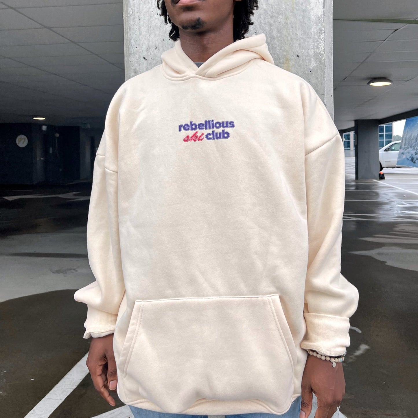 Hug A Local - Heavyweight Cream Hoodie