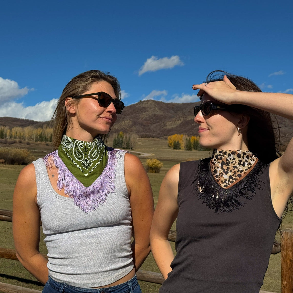 The Nomad Leopard/Black Fringe Bandana