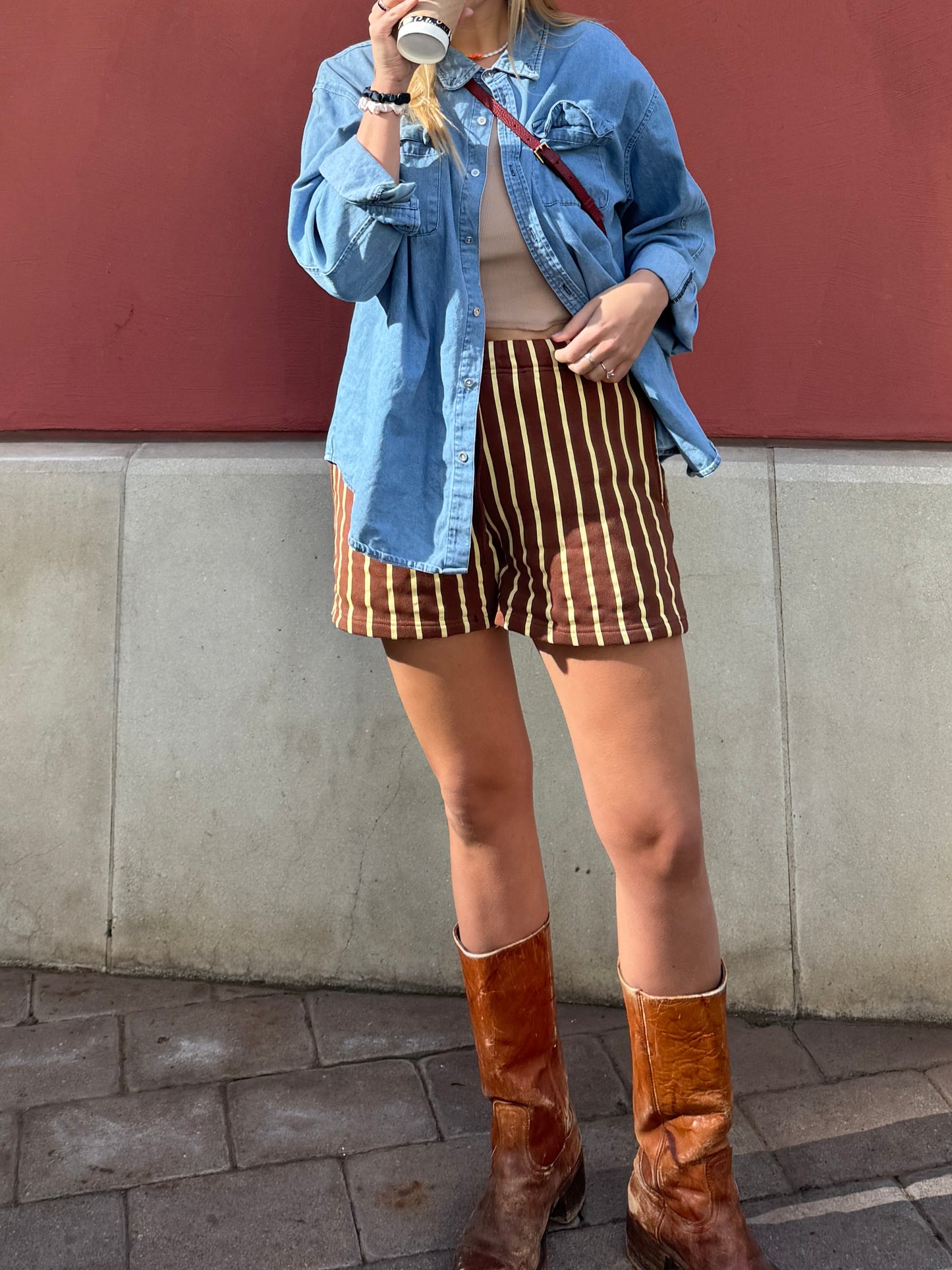 Striped Baggy Sweat Shorts