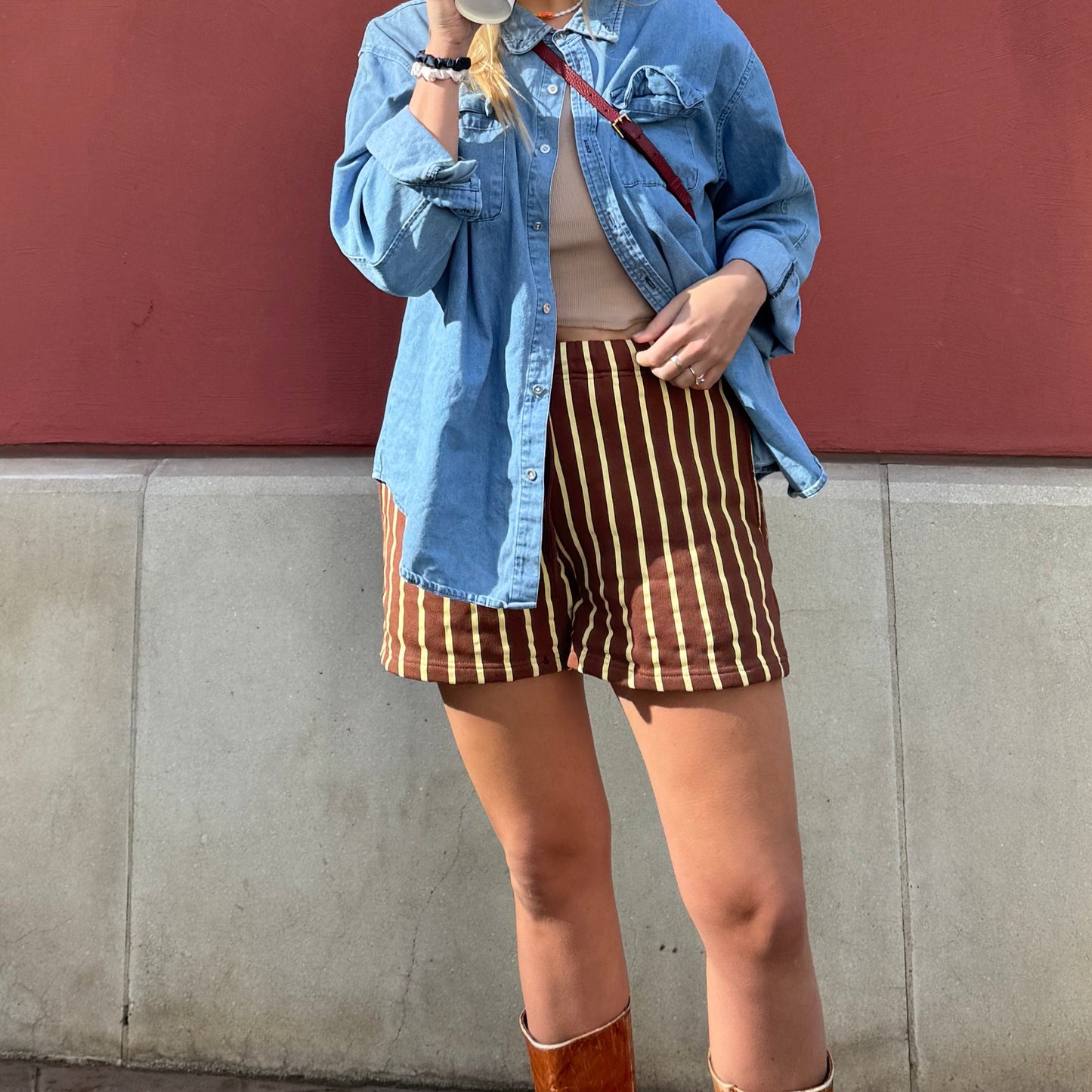 Striped Baggy Sweat Shorts