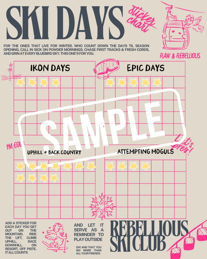 Rebellious Ski Club Sticker Chart