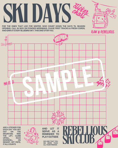 Rebellious Ski Club Sticker Chart