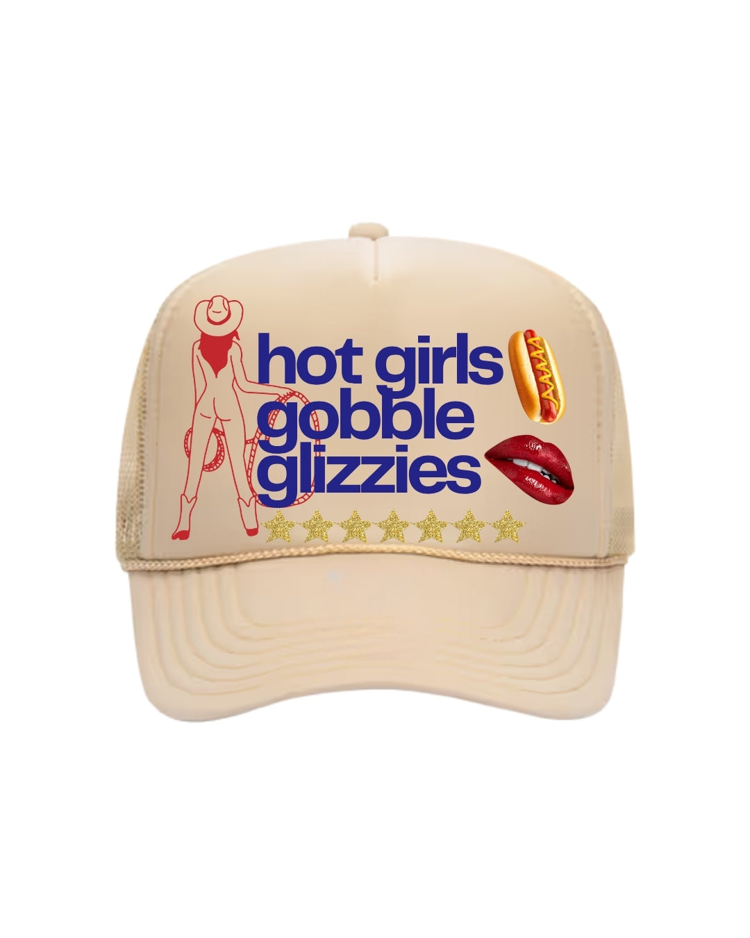 Hot Girls Gobble Glizzies - Tan Foam Trucker Hat
