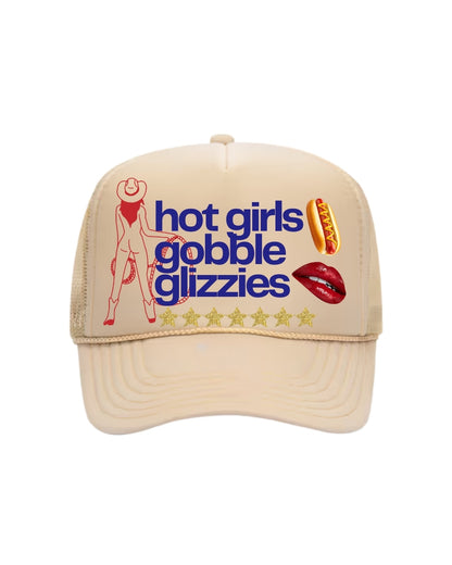 Hot Girls Gobble Glizzies - Tan Foam Trucker Hat