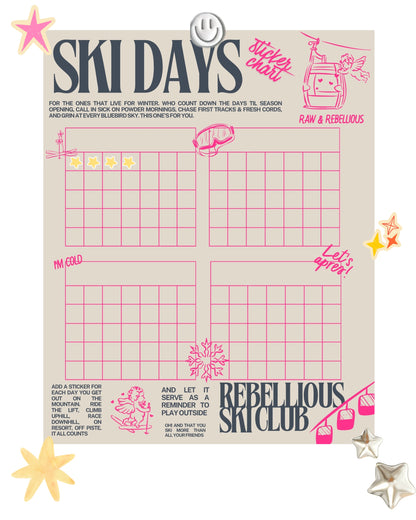 Rebellious Ski Club Sticker Chart