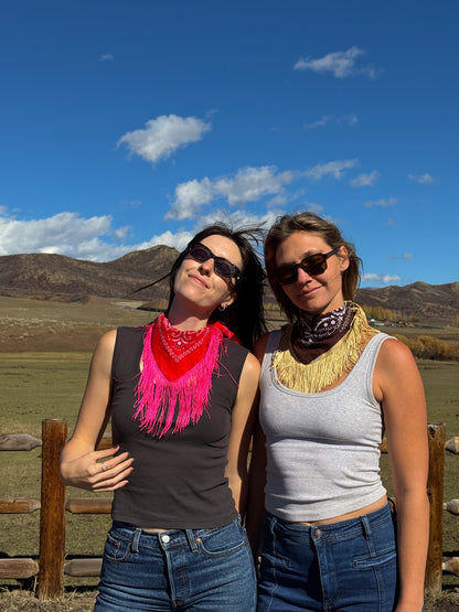 The Solstice Red/Pink Fringe Bandana
