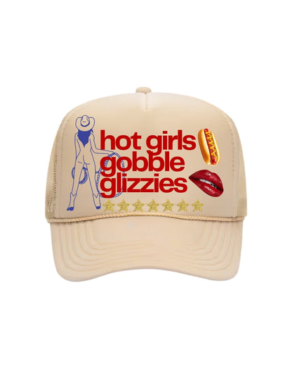Hot Girls Gobble Glizzies - Tan Foam Trucker Hat