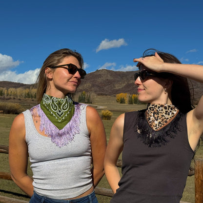 The Nomad Leopard/Black Fringe Bandana