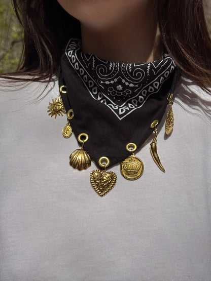 The Collector Black Bandana Necklace