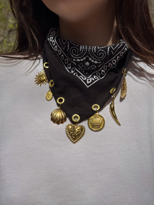 The Collector Black Bandana Necklace