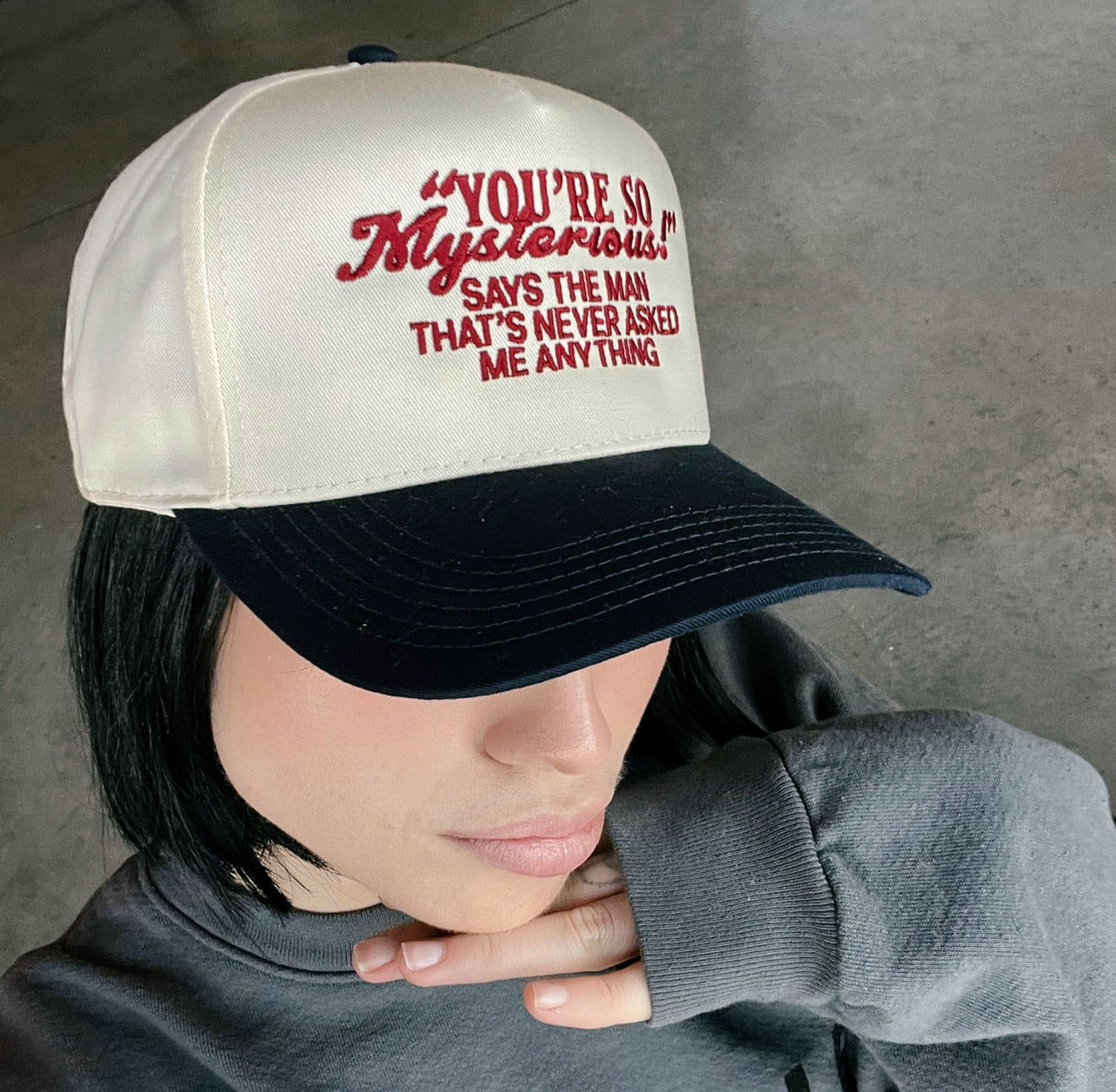 “You’re So Mysterious” Vintage Trucker Hat