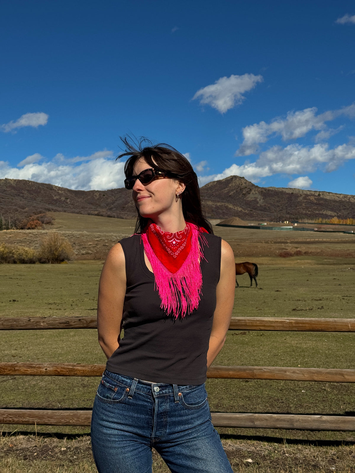 The Solstice Red/Pink Fringe Bandana