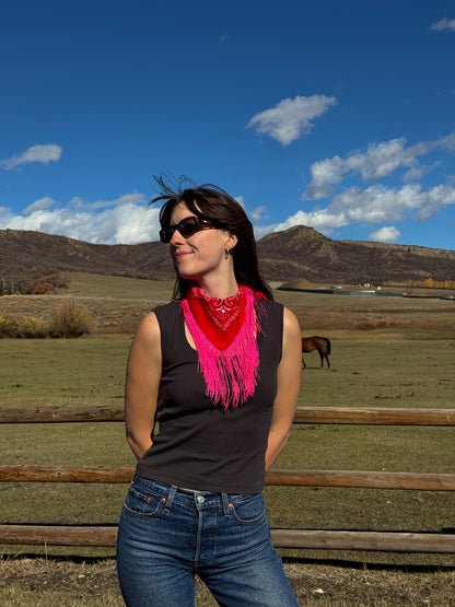The Solstice Red/Pink Fringe Bandana