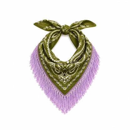 The Juniper Olive/Lavender Fringe Bandana