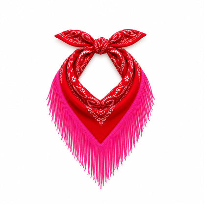 The Solstice Red/Pink Fringe Bandana