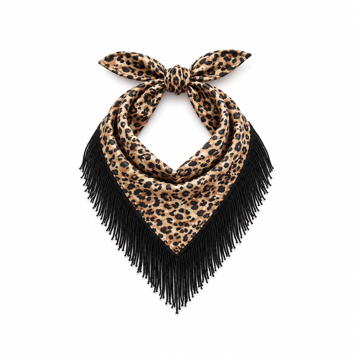 The Nomad Leopard/Black Fringe Bandana