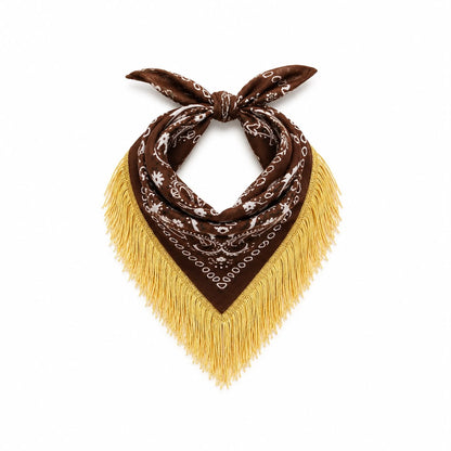 The Canyon Brown/Gold Fringe Bandana