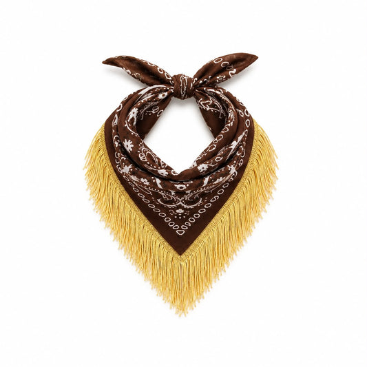 The Canyon Brown/Gold Fringe Bandana