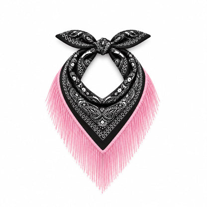 The Indie Black/Pink Fringe Bandana