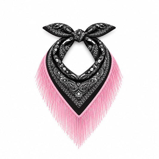 The Indie Black/Pink Fringe Bandana