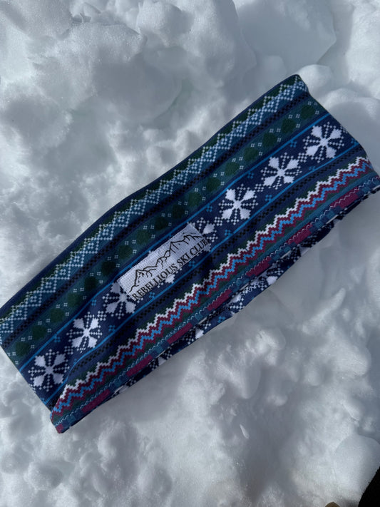 Vintage Alpine Headband – Blue Nordic