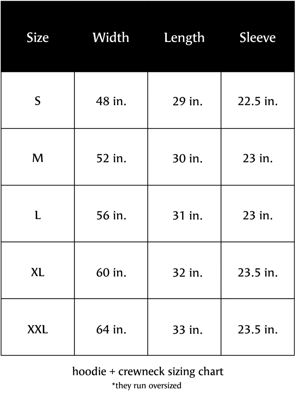 Sizing Chart