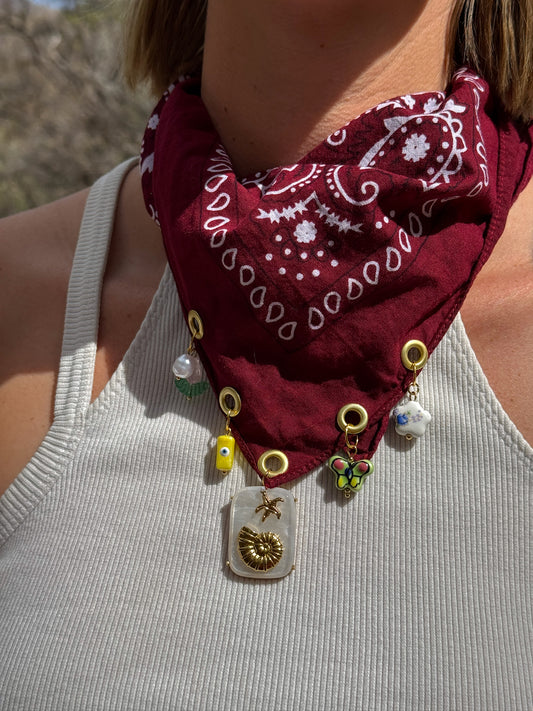 The Muse Maroon Bandana Necklace