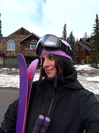 Pink & Purple Striped Skull Cap Beanie
