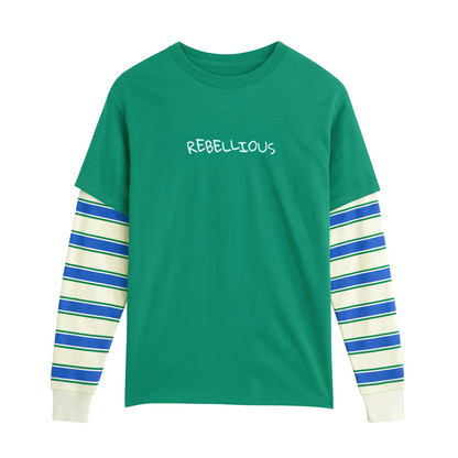 Need Board Money -  Stripped Green Twofer Long Sleeve
