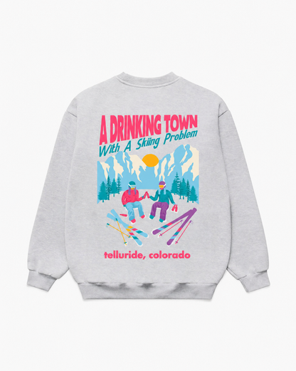 Drinking Town Telluride - Heavyweight Grey Crewneck