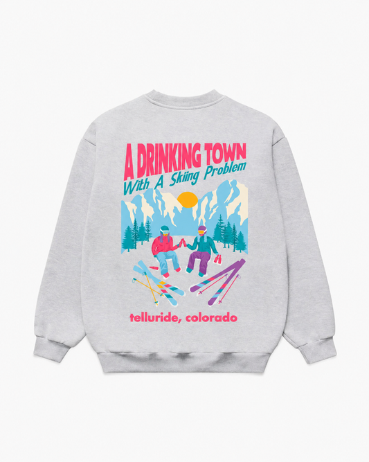 Drinking Town Telluride - Heavyweight Grey Crewneck