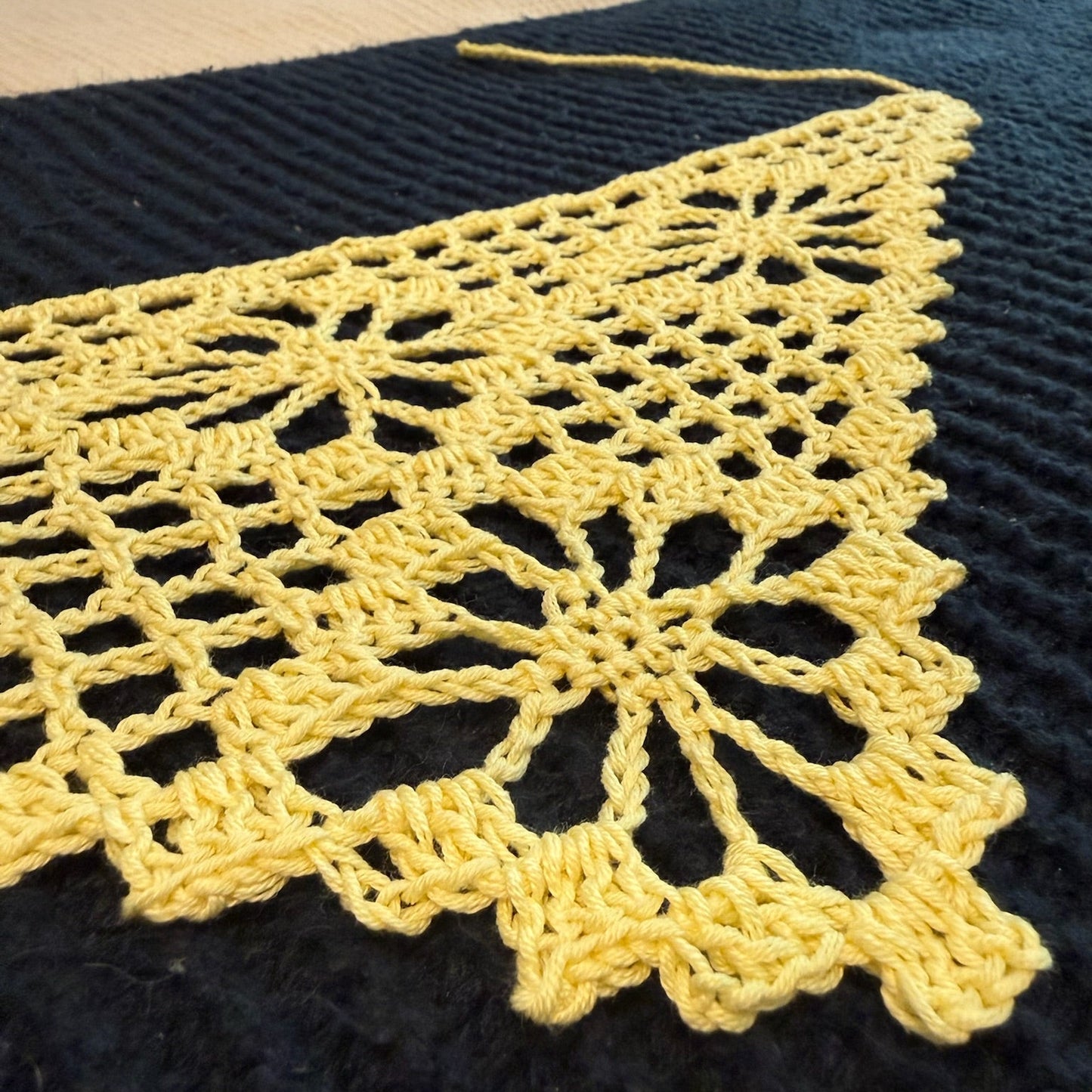 El Mar Daffodil Crochet Headscarf