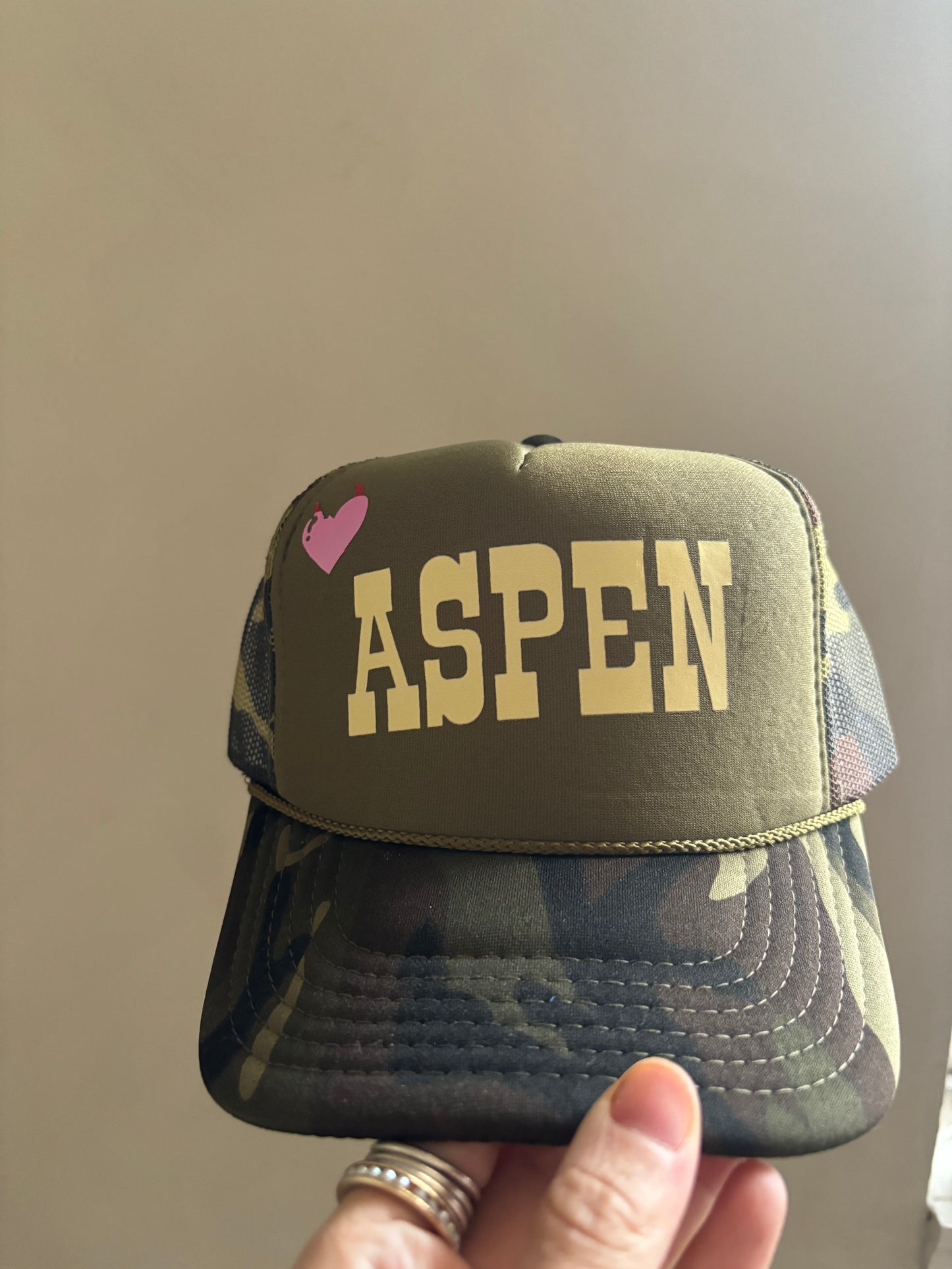Aspen Heart with Horns - Green/Camo Foam Trucker Hat