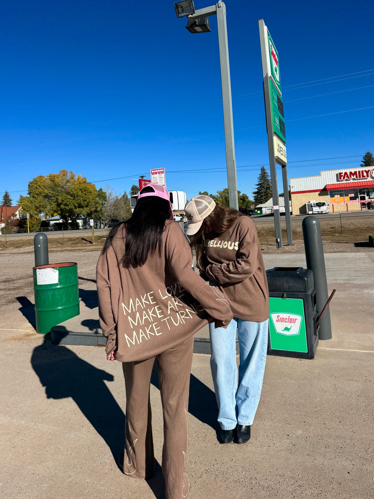 Make Love Waffle Knit - Long Sleeve Brown Shirt
