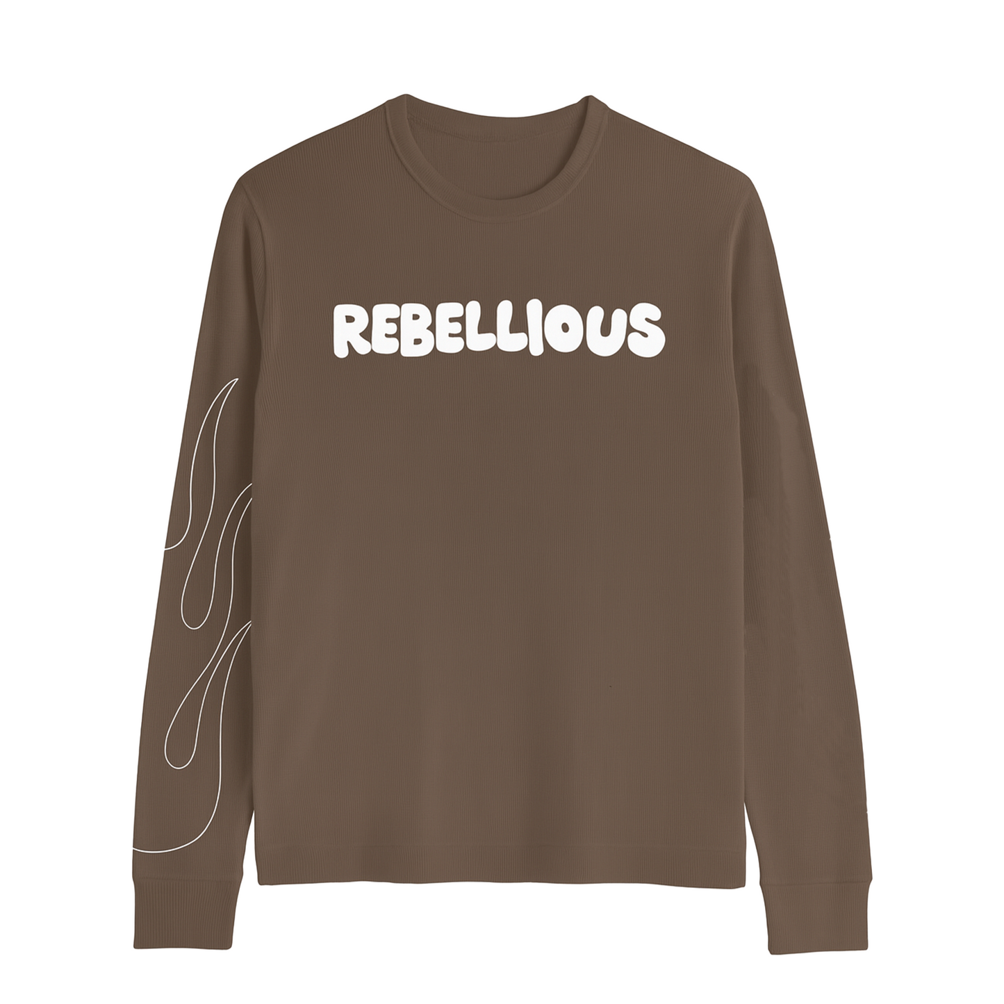 Make Love Waffle Knit - Long Sleeve Brown Shirt