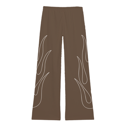 Flame Waffle Knit - Wide Leg Brown Pants