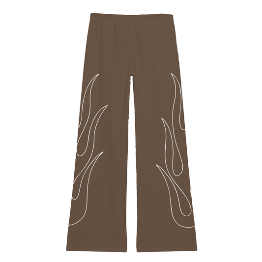 Flame Waffle Knit - Wide Leg Brown Pants