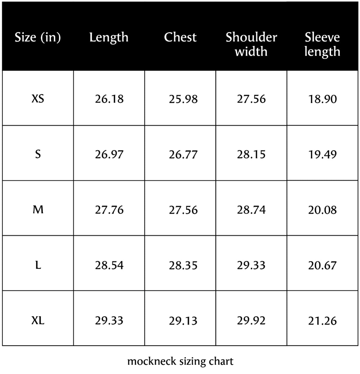 Sizing Chart