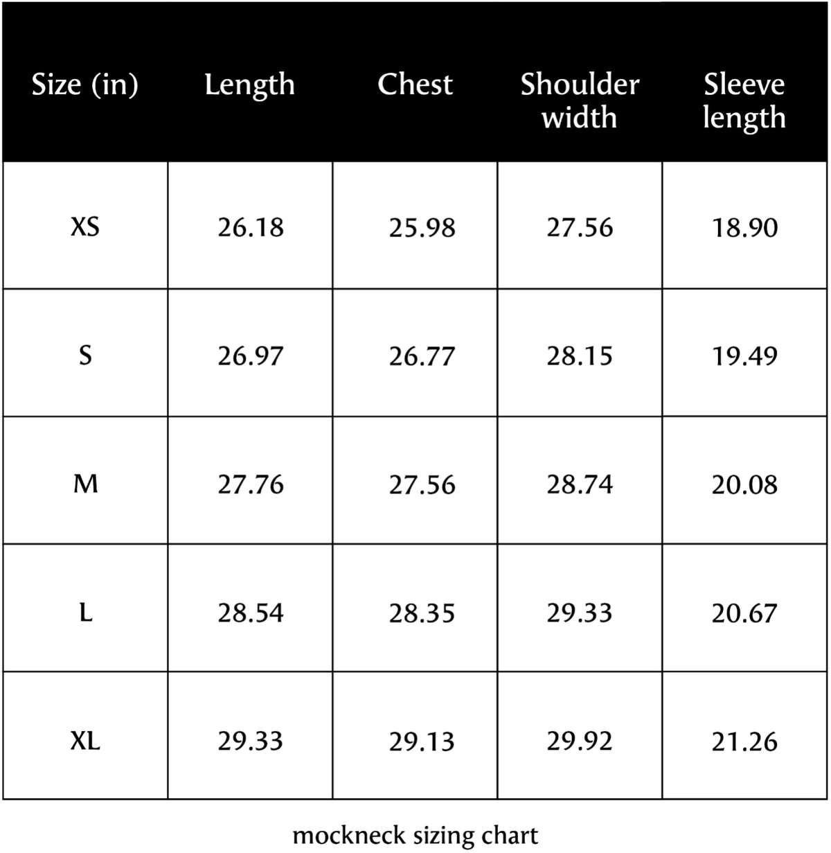 Sizing Chart