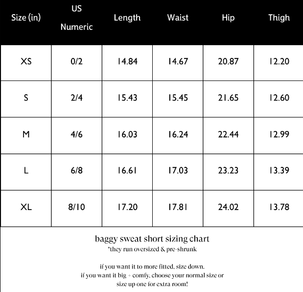 Sizing Chart