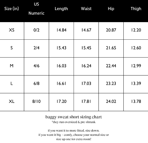 Sizing Chart