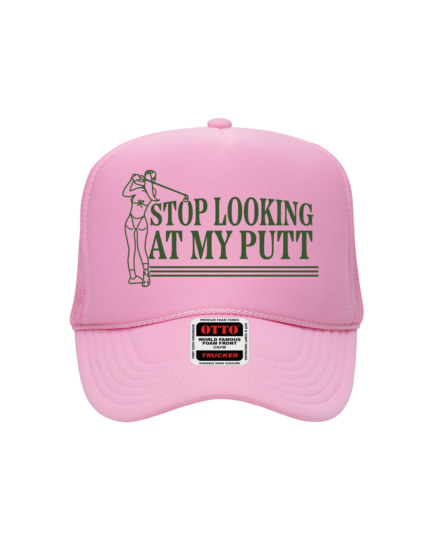 Stop Looking At My Putt Pink Trucker Hat