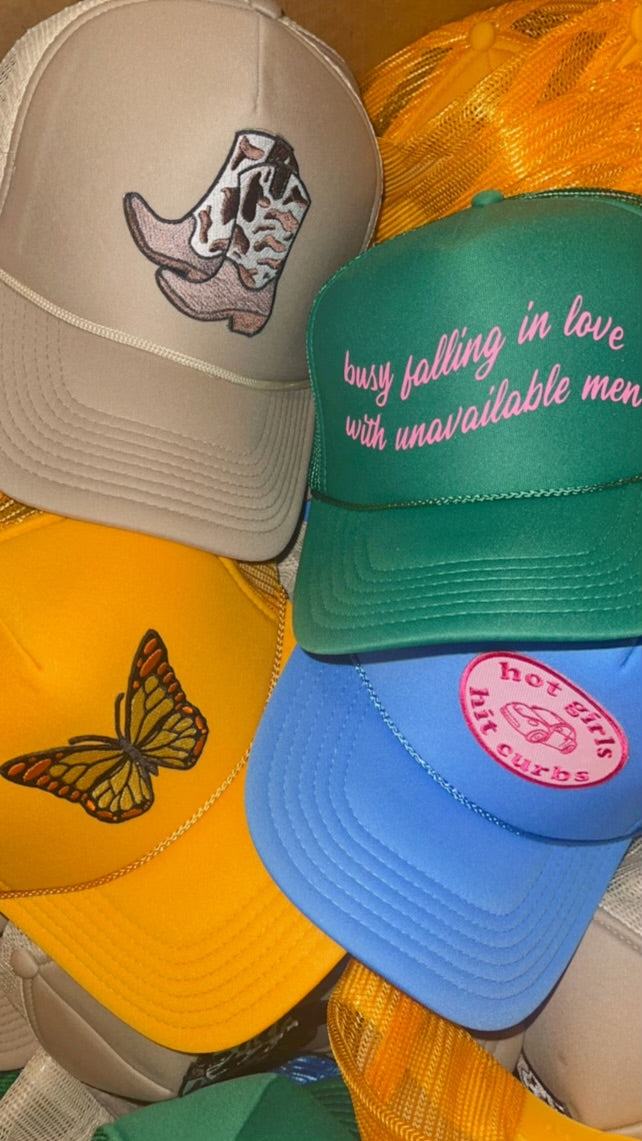 "Busy Falling in Love" Trucker Hat