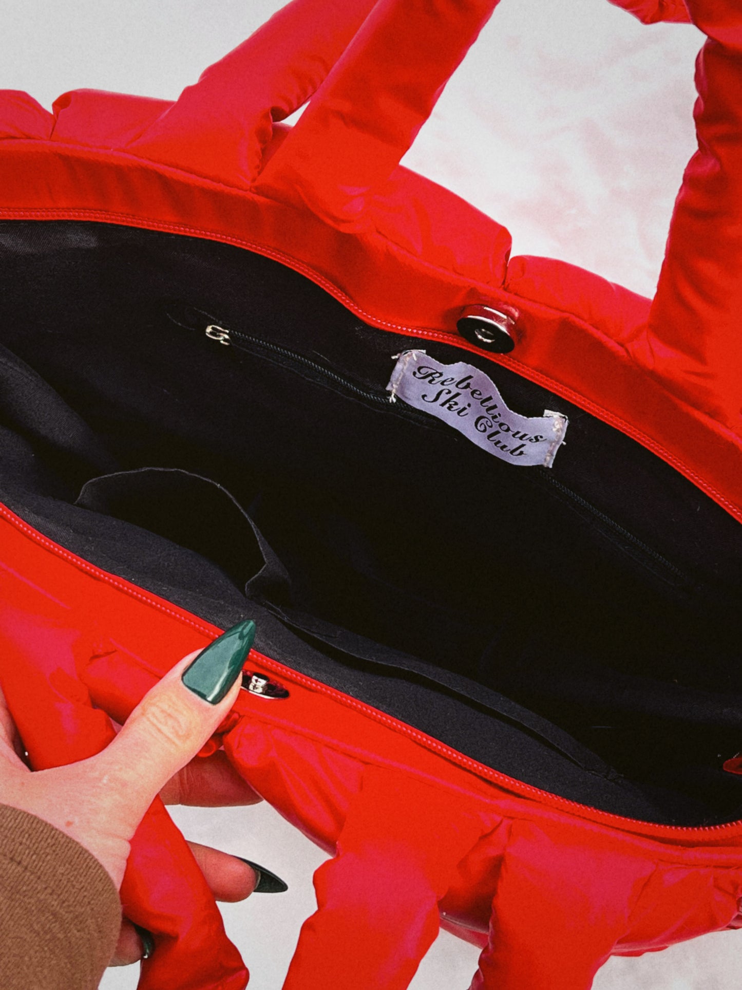 Rebellious Ski Club Puffer Bag